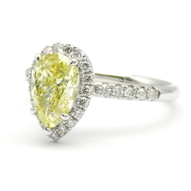 Yellow Pear Shaped Diamond Ring