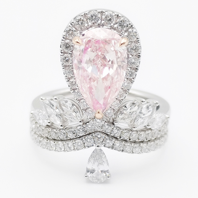Pink Diamond Ring with Water Droplets