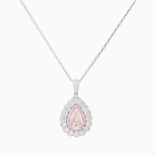 Pink Diamond Necklace with Droplets
