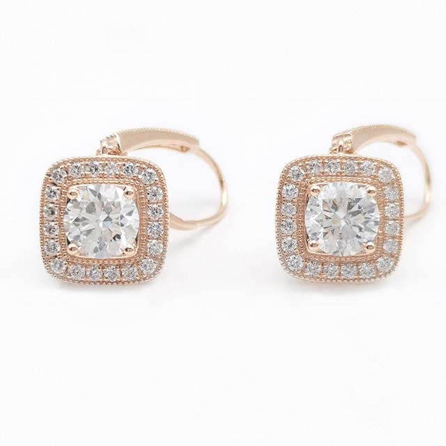 18K Rose Gold Diamond Earrings