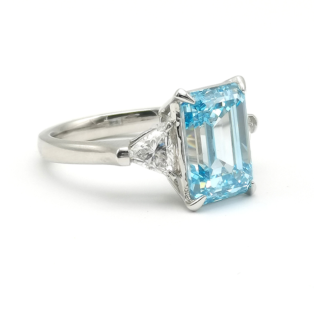 Blue Emerald Diamond Ring