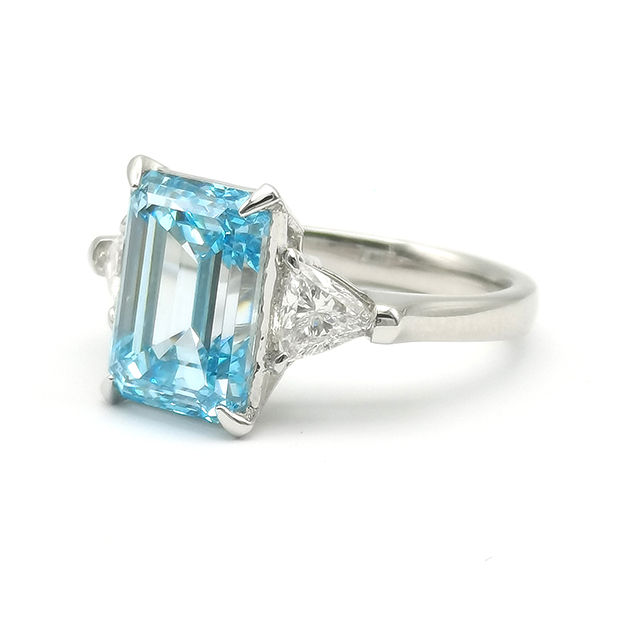 Blue Emerald Diamond Ring
