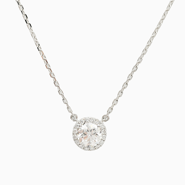 18K Platinum Necklace with Round Diamonds