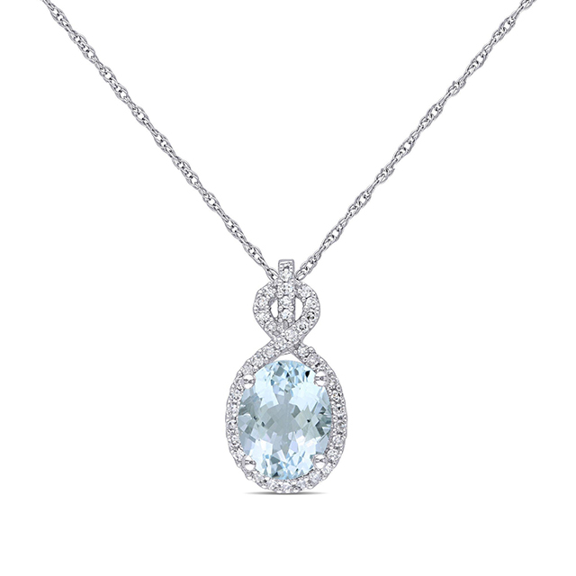 Blue Oval Diamond Necklace