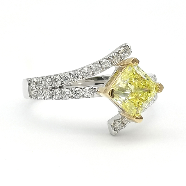 Yellow Princess Square Diamond Ring
