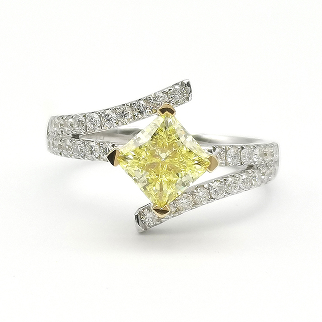 Yellow Princess Square Diamond Ring