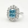 Blue Cushion Shaped Diamond Ring