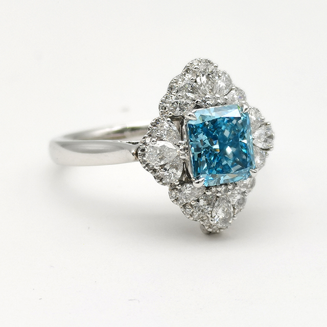 Blue Radian Diamond Ring