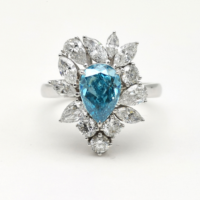 Blue Droplet Diamond Alien Mix Diamond Ring