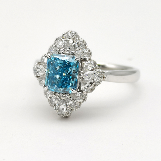 Blue Radian Diamond Ring