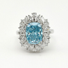 Blue Cushion Shaped Diamond Ring