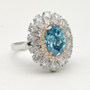 Blue Oval Diamond Ring