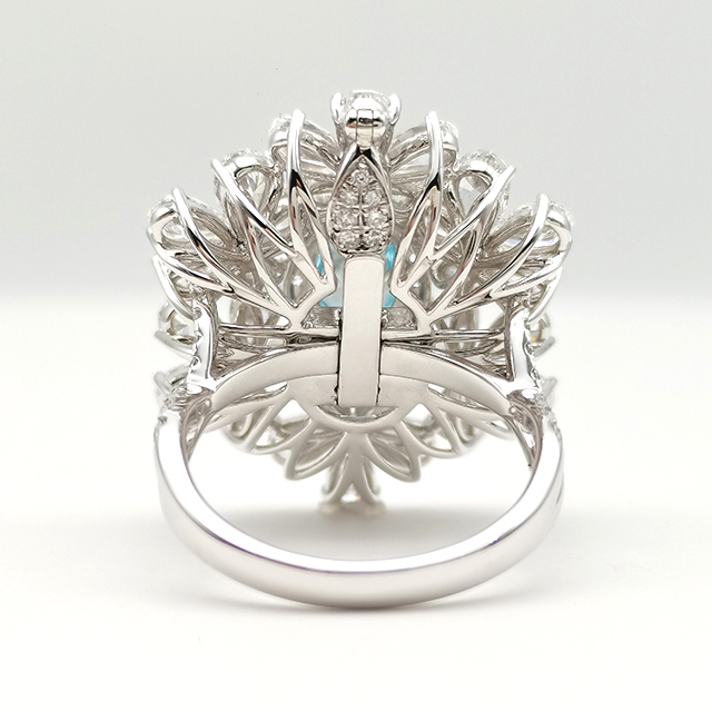 Blue Oval Diamond Set Ring