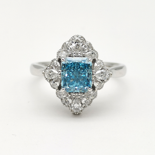 Blue Radian Diamond Ring