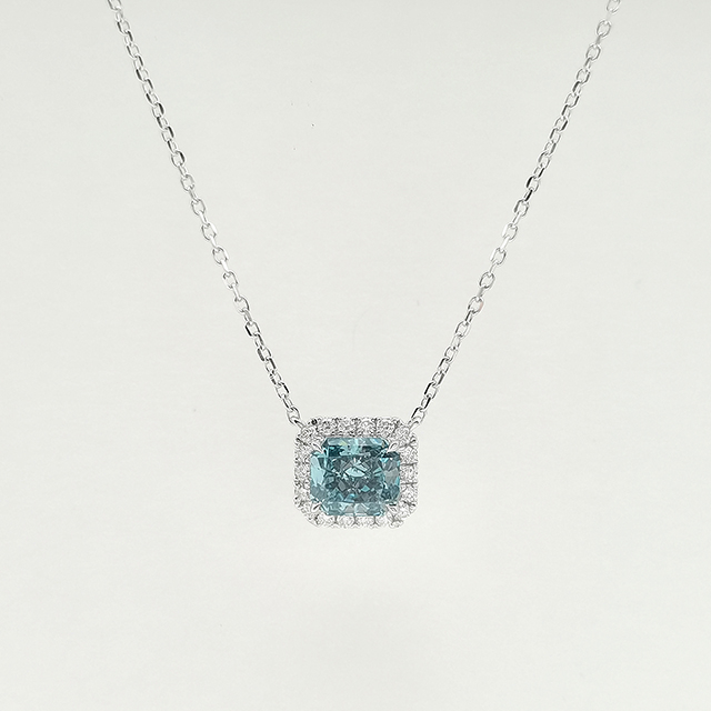Blue Radiant Diamond Necklace