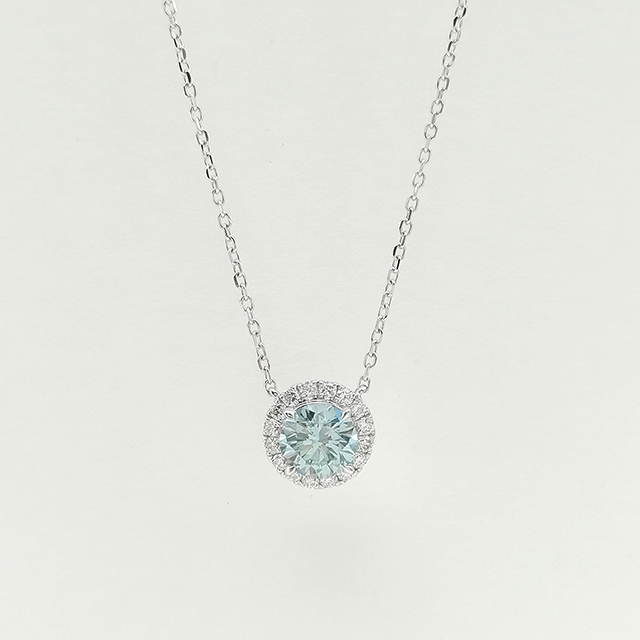 Blue Round Diamond Necklace