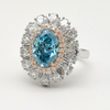 Blue Oval Diamond Ring