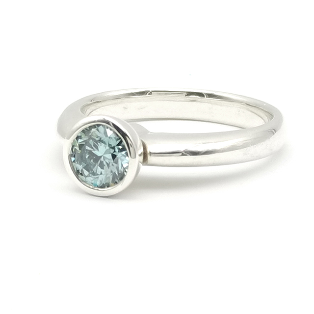 Blue Round Diamond Ring