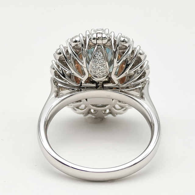 Blue Oval Diamond Ring