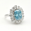 Blue Cushion Shaped Diamond Ring