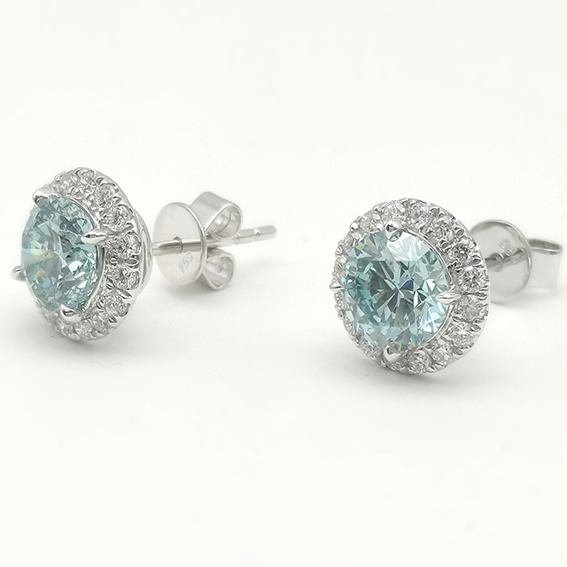 Blue Round Diamond Studded Earrings