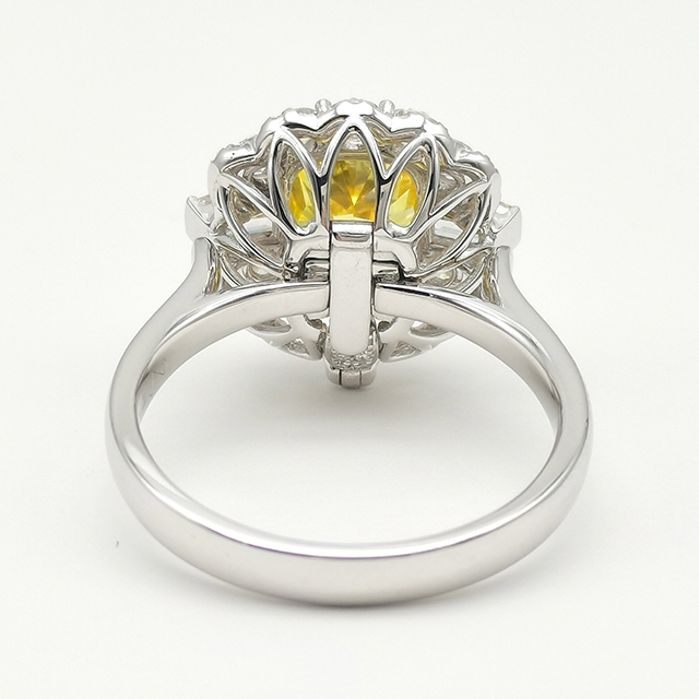 Yellow Cushion Shaped Diamond Ring